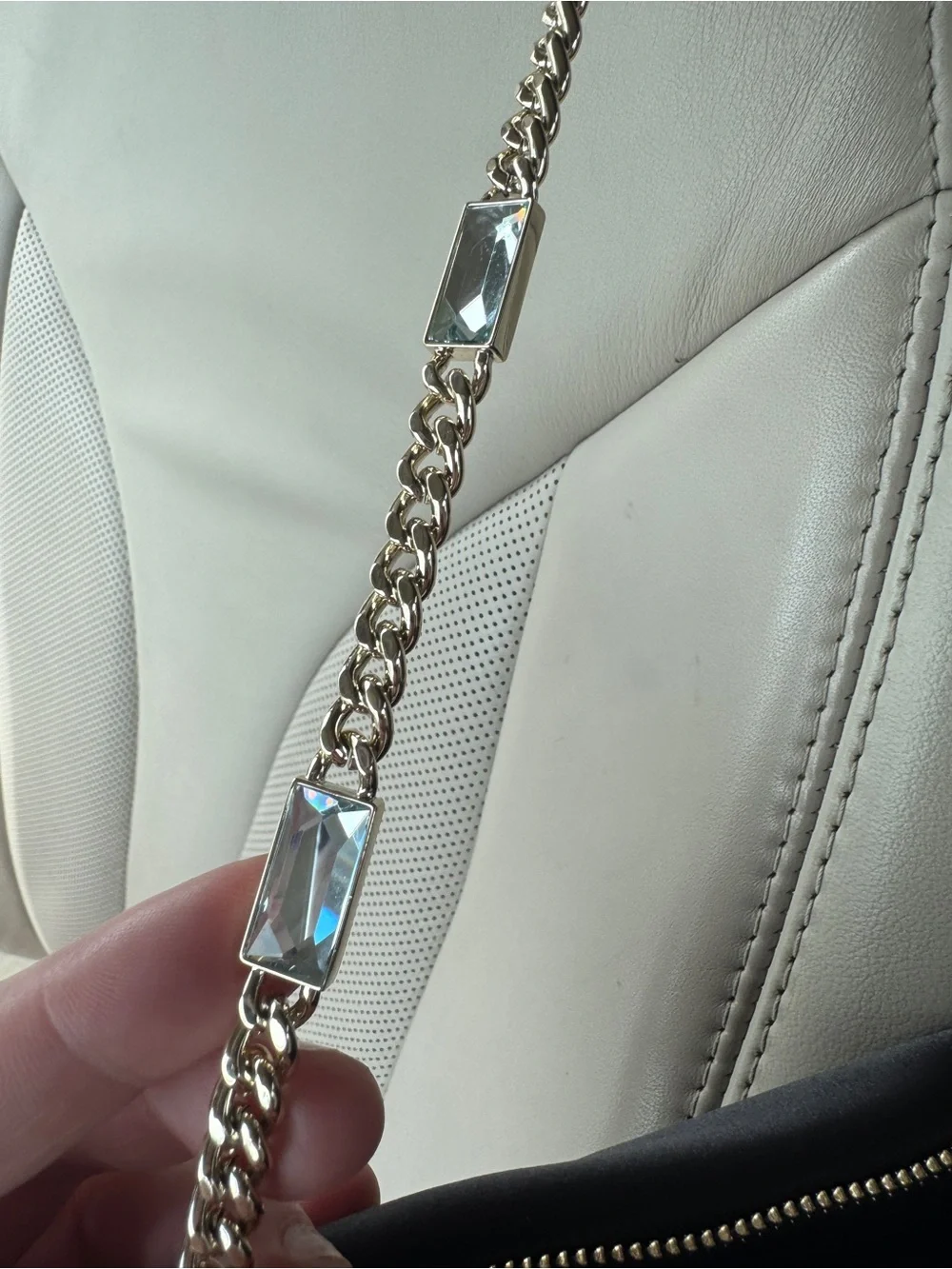 Kate Spade Anya Black Satin Shoulder Bag with Gold Chain Accents & Gems — NWT!